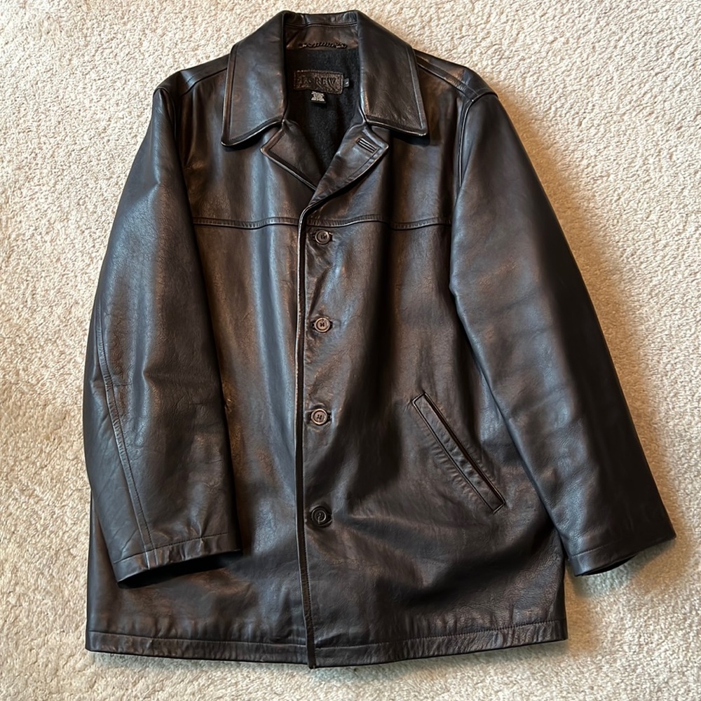 Vintage (Late 90’s) Men’s J.Crew Leather Jacket Dark Brown Large